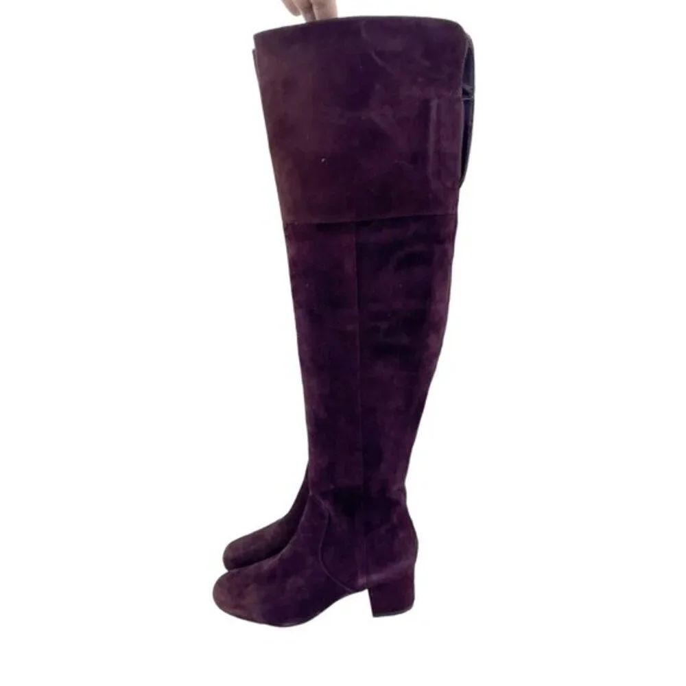 Sam Edelman Elina Suede Leather Over Knee Boots Burgundy Boots Sz 6 New